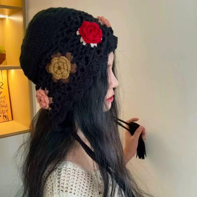 Этнический стиль Ретро Вязаная Шерстяная Шапка Бини с Кисточками