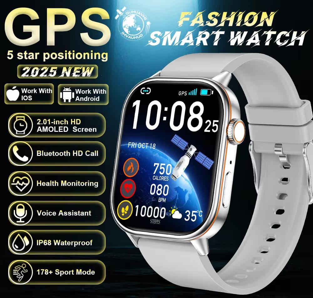 2025 Новые военные двухдиапазонные GNSS GPS Смарт-часы Компас 10 АТМ Водонепроницаемые Звонки по Bluetooth Пульсометр Спортивные Смарт-часы Для Xiaomi