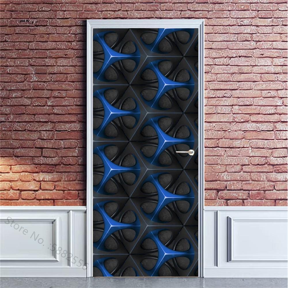 PVC Self-Adhesive Waterproof Door Sticker Modern Simulation Door Mural Wallpaper Living Room Study Home Decor Art Door Poster