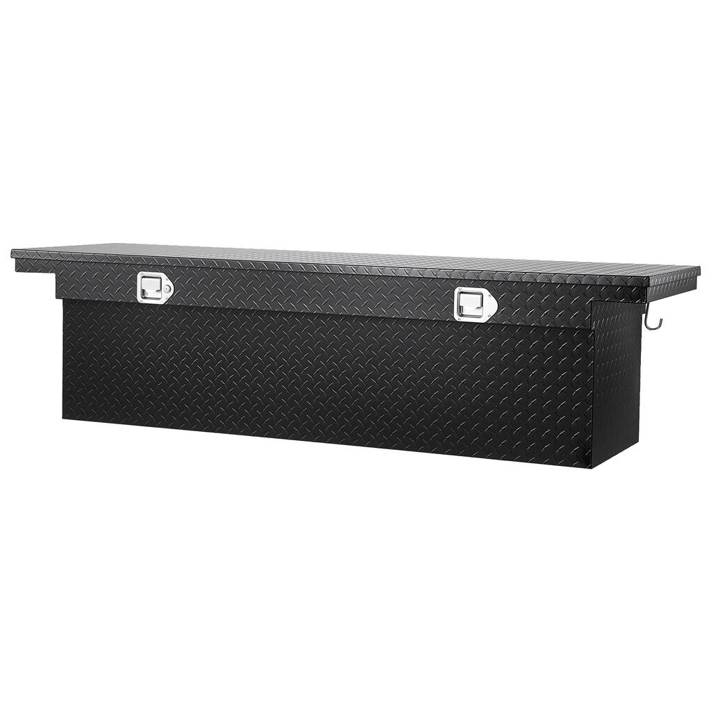 VEVOR Crossover Truck Tool Box, 71x27x18 In, Heavy Duty Aluminum Toolbox with Diamond Texture, Pick Up Truck Bed RV Trailer Toolbox