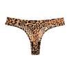 Ice Silk Seamless Panty One-piece Briefs Women Underwear Low Waist Underpant Sexy Leopard Print Thong Female Bikini T Panties