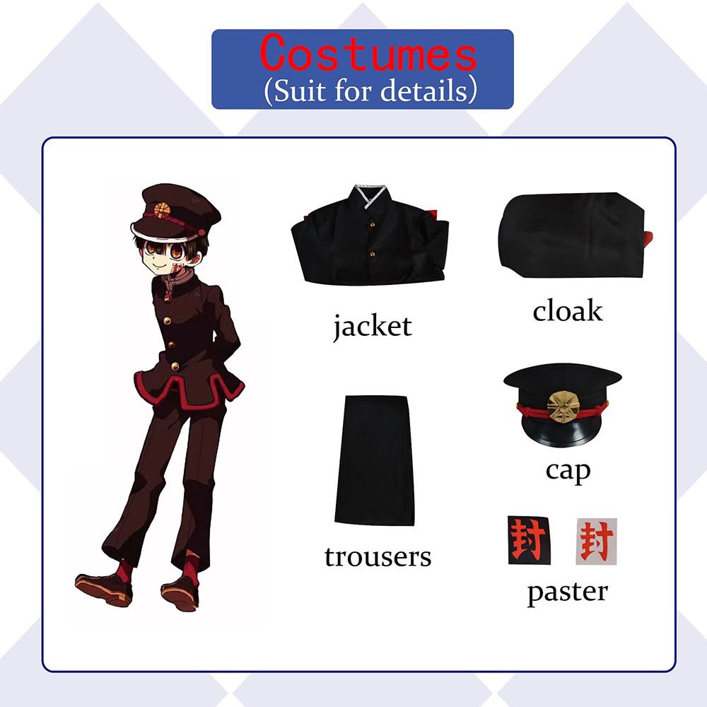 Anime Jibaku Shounen Hanako Kun Yugi Amane Cosplay Costumes Toilet Bound Hanako Kun Cloak Black Full Set Uniform