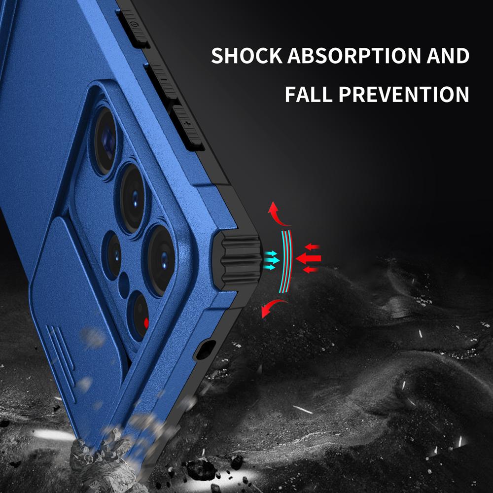 KEYSION Shockproof Case for Samsung S25 Ultra 5G S25+ Plus Slide Camera Lens Protection Live Stand Phone Cover for Galaxy S24 FE 5G