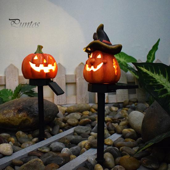 Солнечный тыквенный фонарь, водонепроницаемый, дорожка, тыква-призрак, светодиодный светильник из смолы, украшение на Хэллоуин, уличный фонарь для садового газона