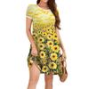 Women's Fashion Casual Floral Print Dress Round Neck Short Sleeves Miniskirt