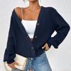Элегантный женский вязаный кардиган-жакет - Однотонный, на пуговицах спереди, Автономный узор - Весна и Осень