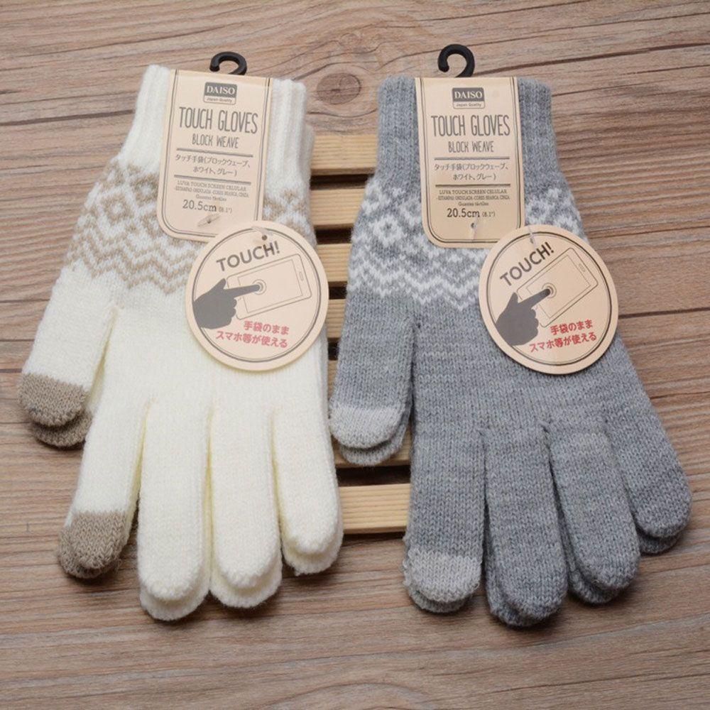 Outdoor Elastic Cuff Soft Wool Winter Gloves Warm Knit Gloves Touch Screen Gloves Mittens