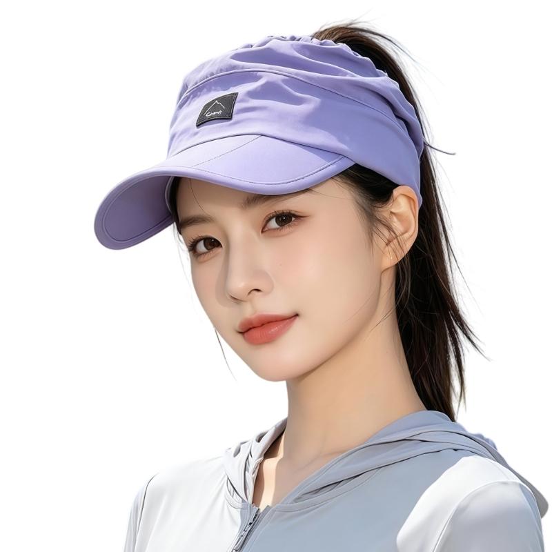 Женская складная открытая летняя шляпа-кепка, дышащая нейлоновая в стиле ponytail с козырьком спереди для пеших прогулок и отпуска