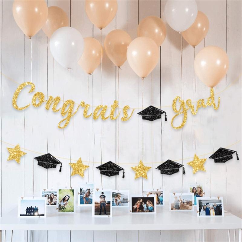 Glittering Graduation Party Hanging Decoration Congrats Grads Hanging Ornament for Class of 2025 for School Graduate
