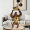 Wood-grain Gorilla Sculpture Resin Animal Sculpture Decorative Piece for Home, Bedroom, Living Room, Study, and Counter