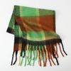 Autumn and Winter New Rainbow Plaid Imitation Cashmere Fringed Scarf Women's Mohair Enlarged Thick Shawl Warm Scarf