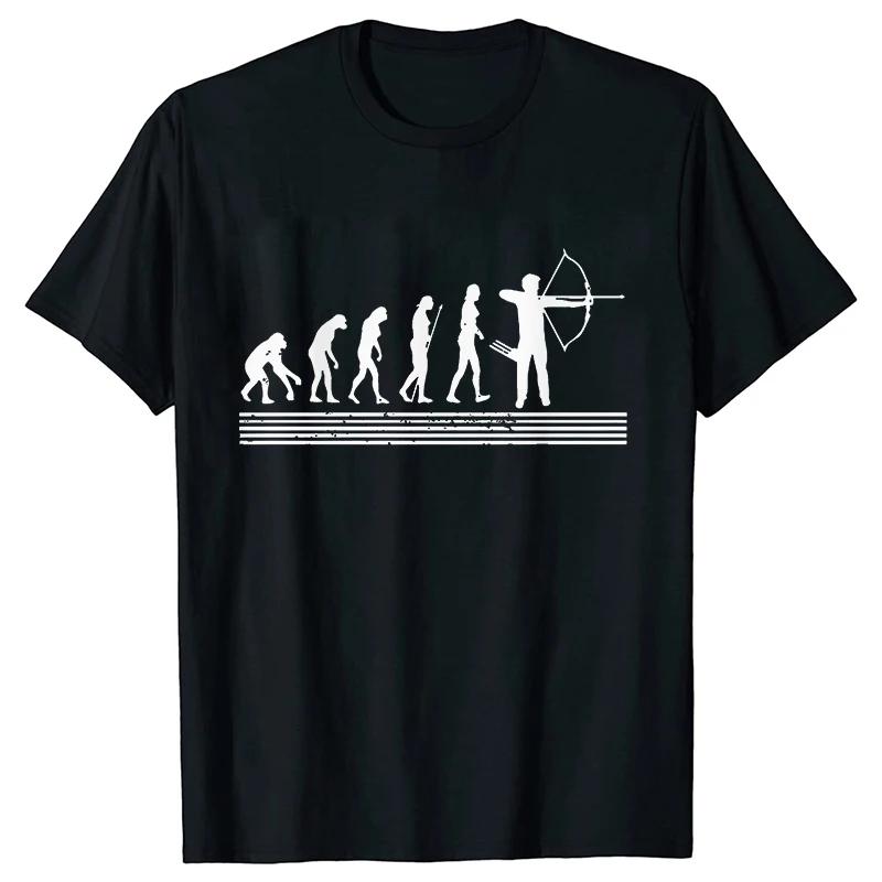 Archer Archery Evolution T-shirt for Unisex Summer Hunting Bow Arrows Archer Funny Graphic Tops Oversized Clothing Streetwear