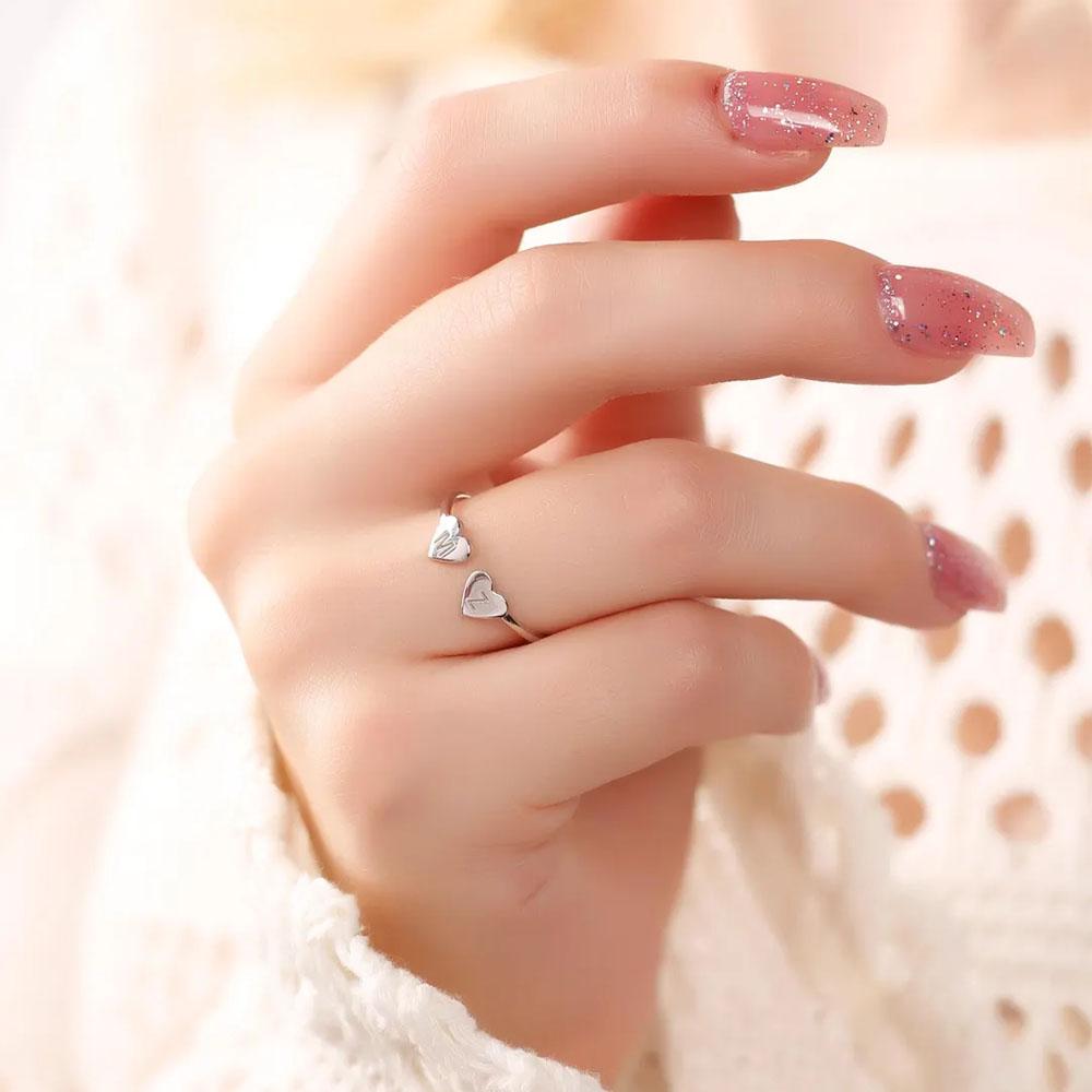 COOLTIME Индивидуальное кольцо с инициалом в виде сердца из нержавеющей стали, персонализированная гравировка буквы, цифры, парное кольцо, ювелирный подарок, новинка