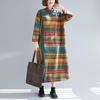 2023 Autumn Korean Style Loose Plus Size Irregular Stripe Long Sleeve Dress