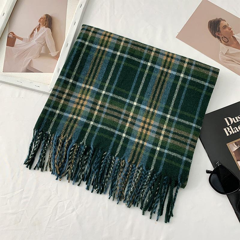 Japanese and Korean College Style Sub Striped Tassel Couple Scarf Widened To Keep Warm Sweet and Fresh Shawl and Scarf Dual Use