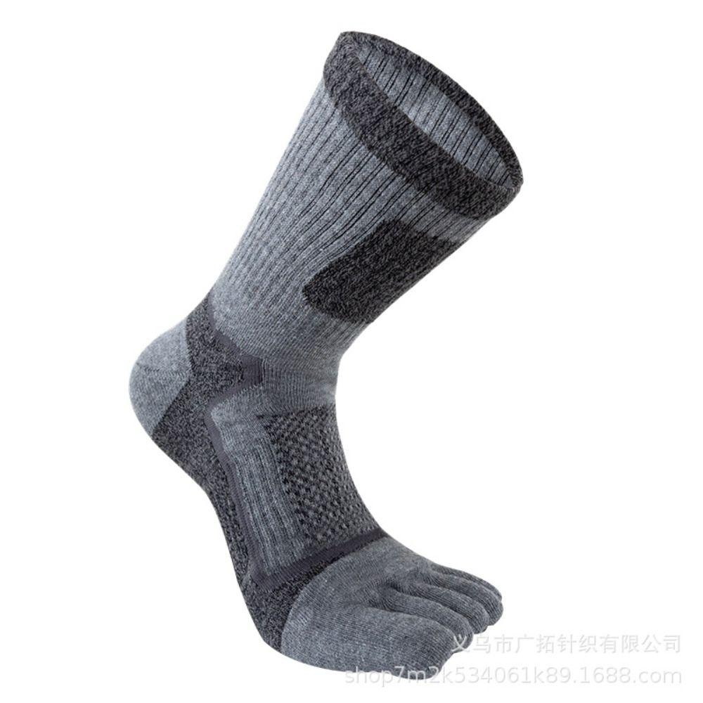 Patchwork Color Thick Long Tube Trendy Retro Middle Tube Hosiery Five Finger Socks Cotton Man Socks