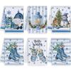 Blue Christmas Kitchen Towel & Dishcloth Combo Set