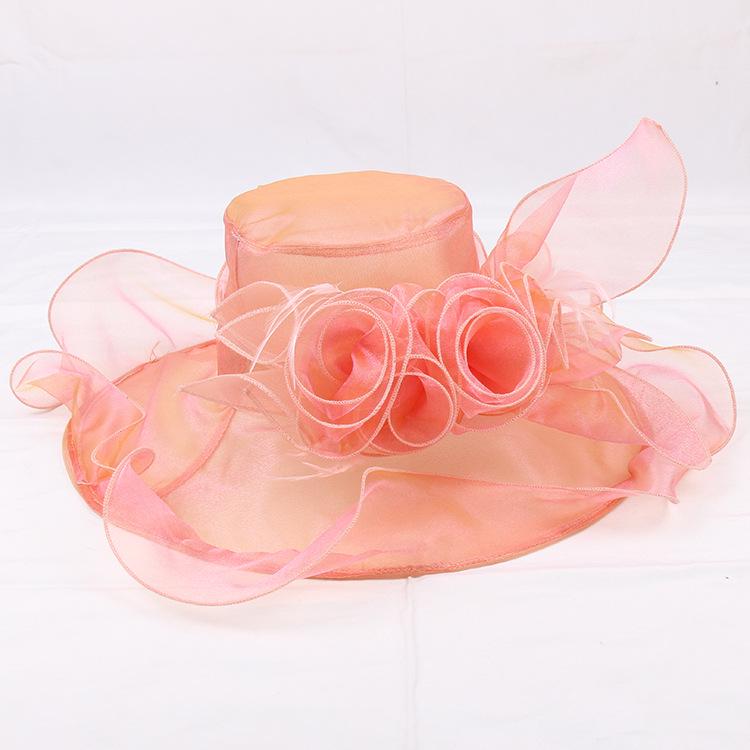 New European beautiful woman summer big flower mesh fashion hat seaside sun protection beach sun hat sun gift hat