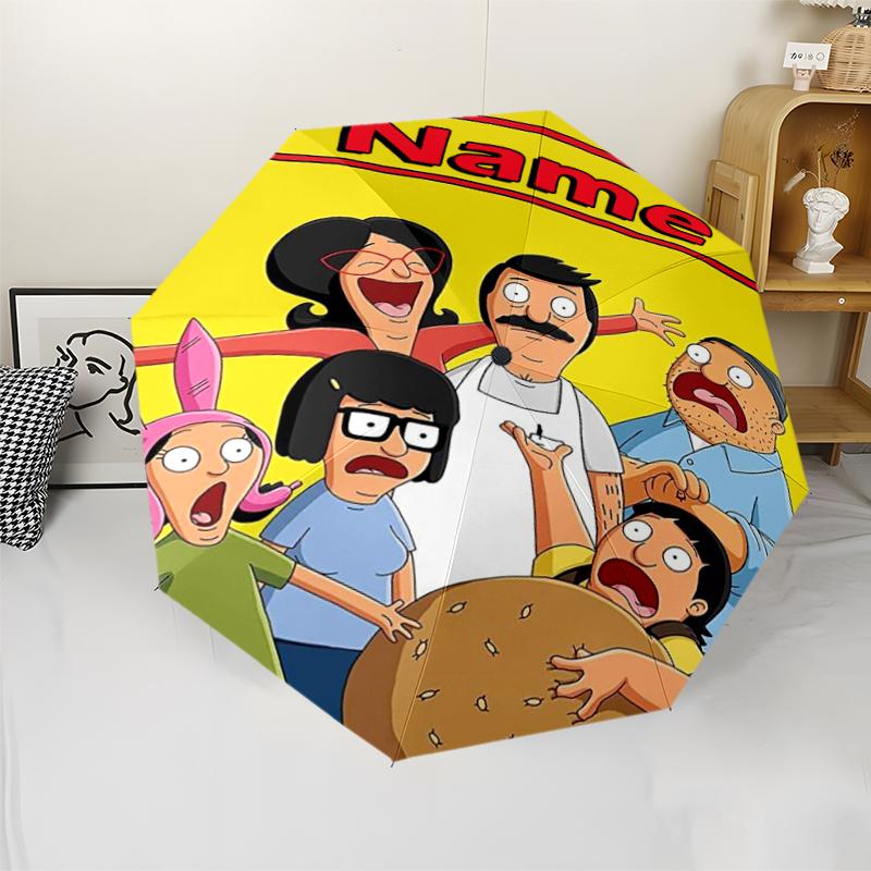Custom Name Bob's Burgers Theme Automatic Umbrella, Lightweight & Portable, 8 Rib, Perfect for Outdoor Travel, Birthdays, Christmas, Gifts.