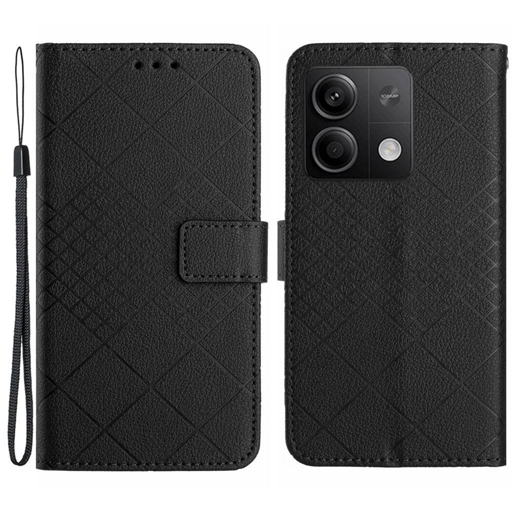 HT06 For Xiaomi Redmi Note 13 Pro 4G/Poco M6 Pro 4G Wallet Phone Case Rhombus Pattern Leather Flip Cover