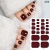 22Pcs/Sheet Toe Nail Sticker Wraps Solid Color Glitter Full Cover Toenail Polish Strips Waterproof No Bake Nail Decals