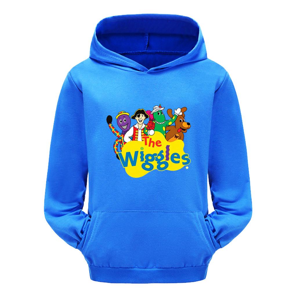 5749 Детская толстовка с капюшоном для мальчиков и девочек, с принтом The Wiggles, карманом, длинными рукавами