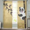 Мультфильм Милая Панда Бамбук Ретро Прозрачные Шторы Для Гостиной Спальни Тюль Шторы Кухонные Оконные Обработки Панельные Шторы