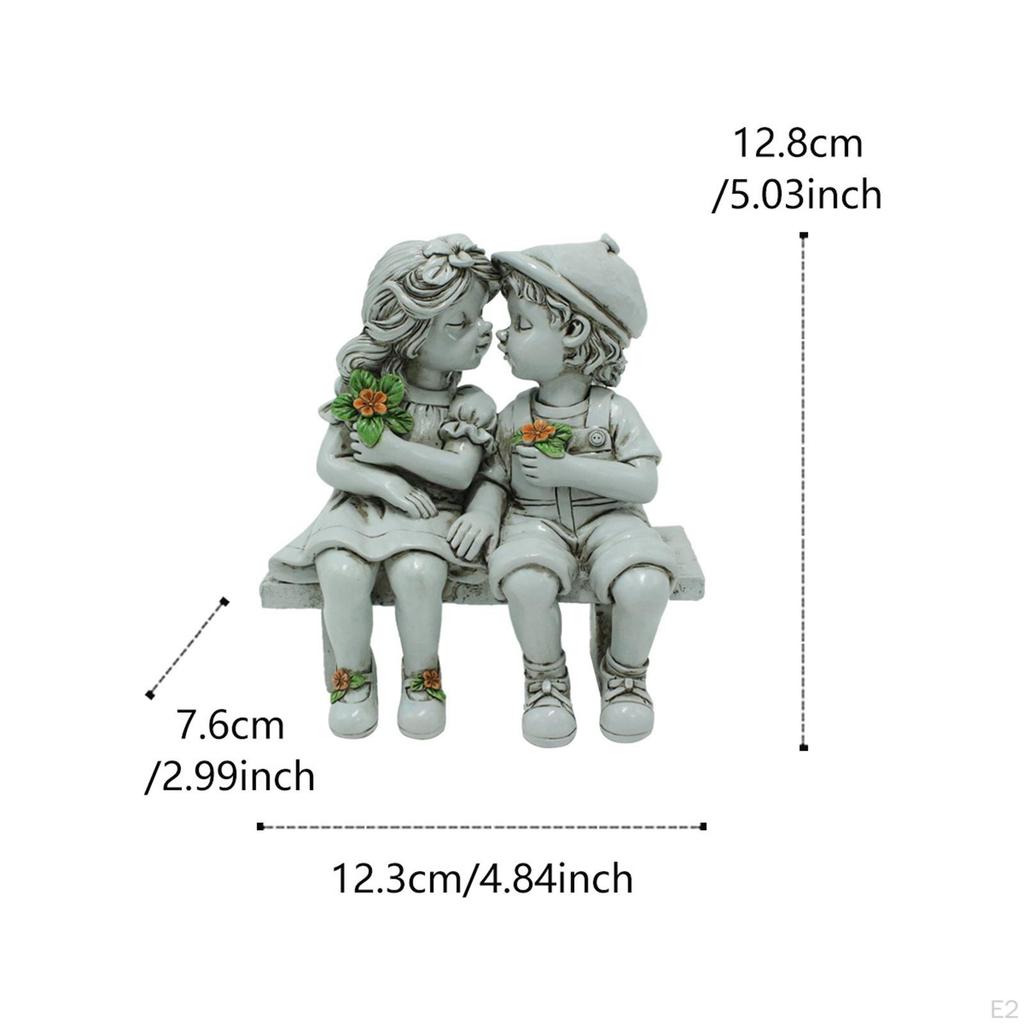 Boy and Girl Statue Outdoor Sculpture Decor Lawn Art Crafts Resin Ornament Sitting On