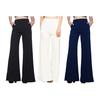 Women Long Pants Elastic High Waist Pockets Solid Color Trousers Casual Loose Fit Wide Leg Flared Pants Streetwear