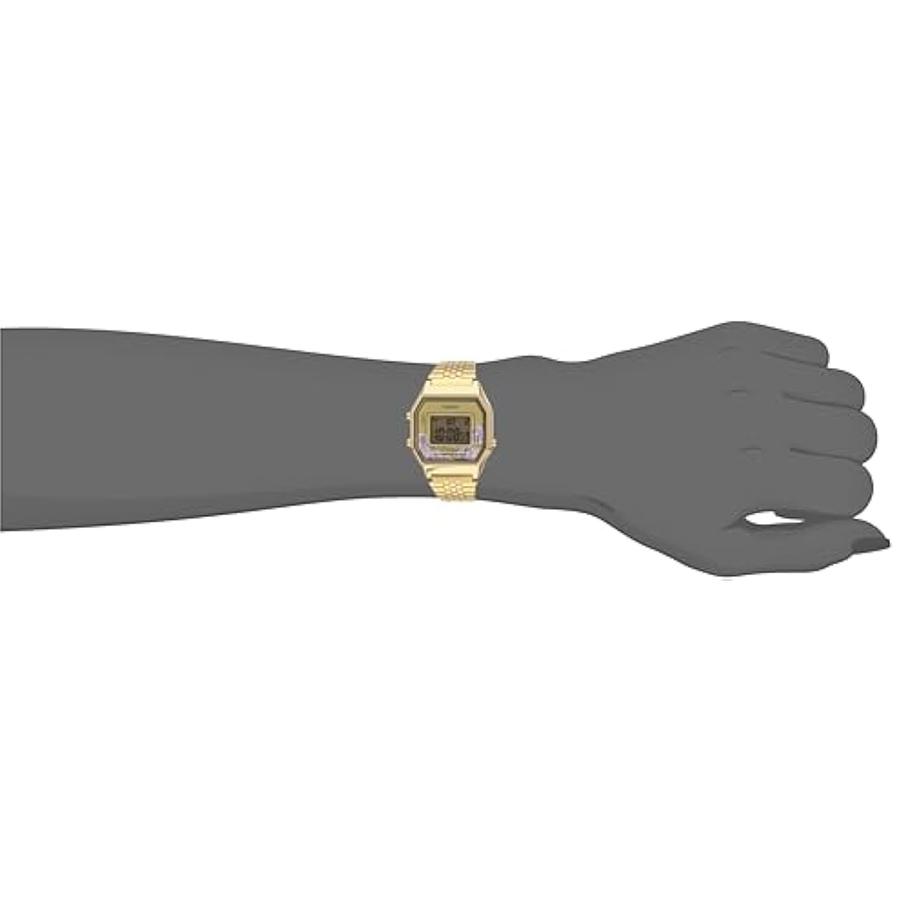 Casio Ремешок золотистого цвета, узорчатый циферблат, цифровой дисплей, женские кварцевые часы LA-680WGA-4C
