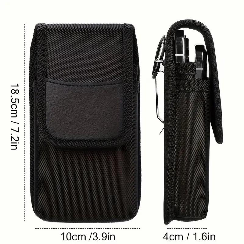 Universal Phone Bag Under 7.5 Inches Nylon Dual Pocket Cell Phone Belt Pouch Case Men's Outdoor Bag for iPhone 16 15 Samsung S23