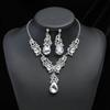 Exaggerated Rhinestone Jewelry Set Crystal Women's Necklace Water Drop Necklace Earrings Set  Women