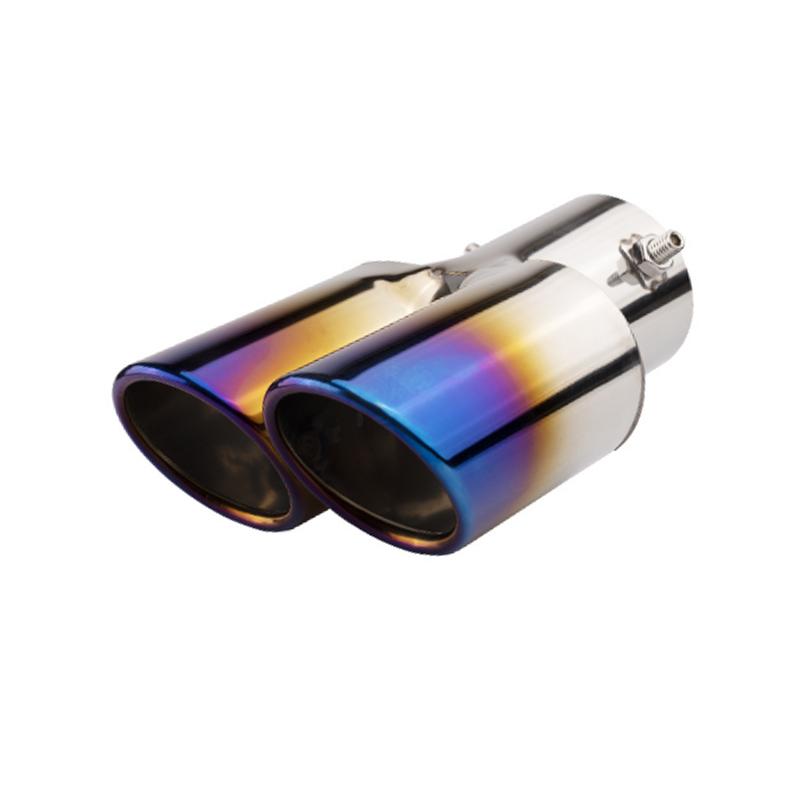 Universal double exhaust tips colorful Muffler exhaust stainless Dual tail pipe muffler round carbon fiber exhaust tips car deco