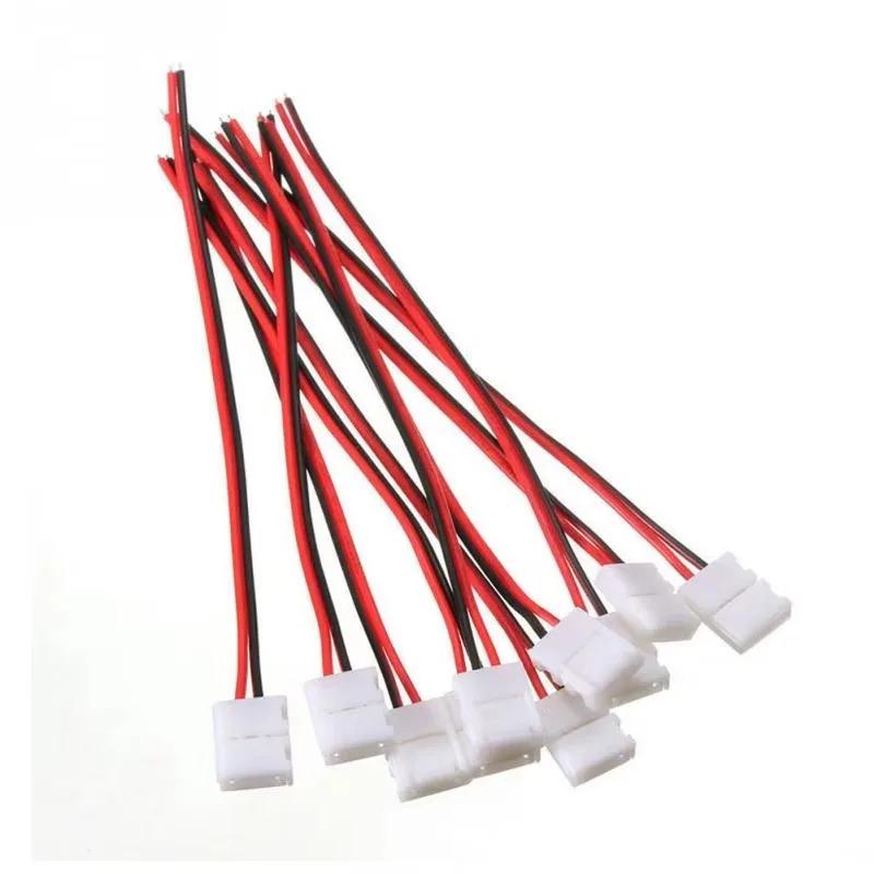 40/50/100PCS 2Pin Connector 8mm 10mm LED Light Conector No Soldering Power Wire Connector for 5050 2835 Single Color Strip Light
