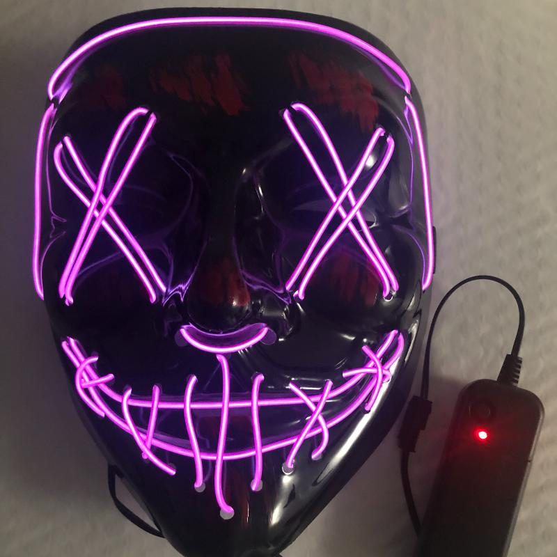 Halloween Mask Mixed Color Led Mask Party Masque Masquerade Masks Neon Maske Light Glow In The Dark Horror Mask Glowing Mask