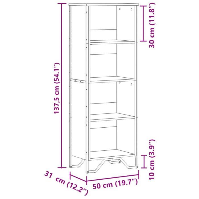 VidaXL Bibliothèque sonoma gris 50x31x137,5 cm bois d'ingénierie, étagère, étagère à livres, étagère de rangement, armoire 848612