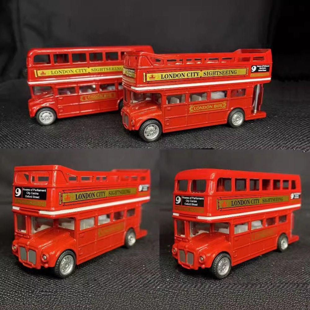 Double Decker Bus Car Model Simulation Pull Back Vehicle Travel Bus Model Children Gift