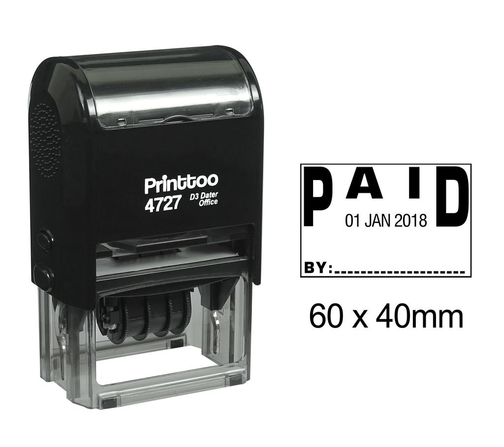 Printtoo Dater Stamp Self Inking With Paid By Text Date Rubber Stamp Office