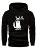 Plus Size Black NO DRAMA LLAMA Graphic Hoodie - Relaxed Fit Casual Pullover with Fashion Glasses Llama Design