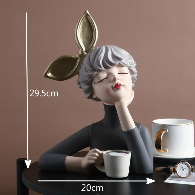 Art Nouveau Girl Statue Portrait Home Organization and Storage Desktop Modern Home Decoration Accessories for Living Room