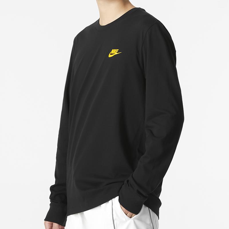 Nike Повседневная футболка с простым буквенным логотипом и длинным рукавом, мужские топы, черный DR7822-010