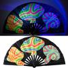 UV Fluorescent Folding Fan Lightweight Kung Fu Dance Performance Handheld Fan Portable Summer Cooling Fan Decoration Party Accessories