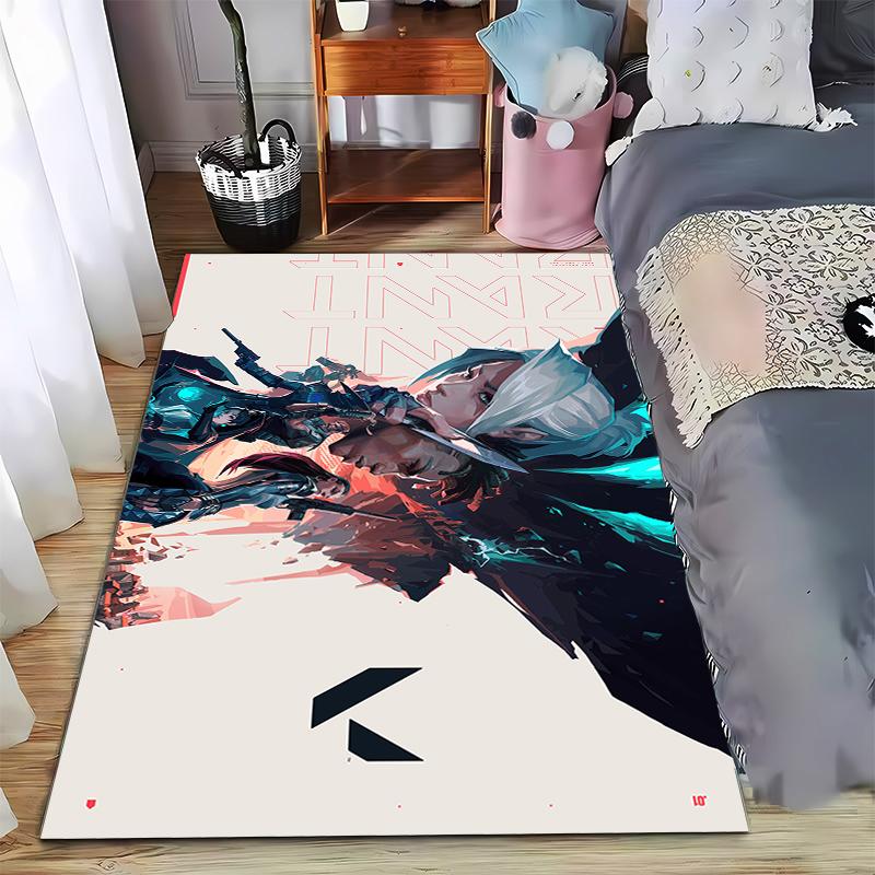 Vibrant gaming-themed carpet, dynamic colors and characters Suitable for use as an anti-slip game mat for living room and bedroom sofas