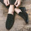 Fashion Black Rhinestone Men Loafers Gold Spiked Rivets Formal Men Casual Shoes Wedding Party Dress Shoes Men Flats Slip On Loafers