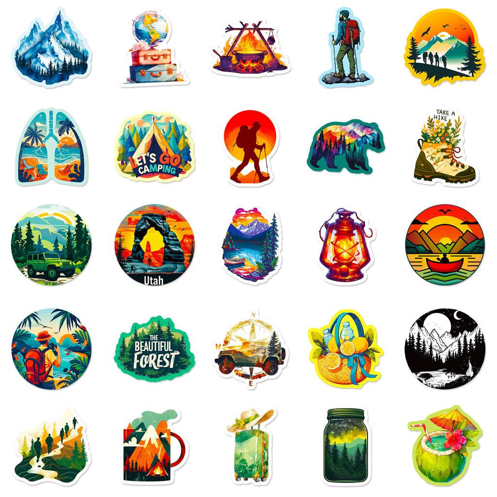 50 Outdoor Hiking Adventure Camping Hiking Sports Graffiti Stickers Decorate Suitcase Notebook