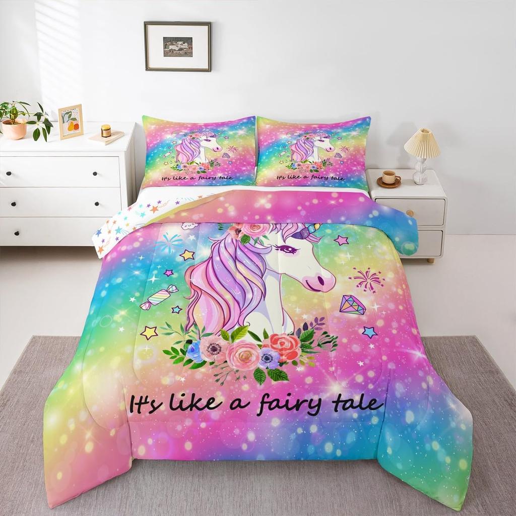 Butterfly Dream Catcher Comforter Set for Kids Teens Girls, Mandala Feather Bedding Down Comforter Twin Size, Bohemian Duvet Insert, Galaxy
