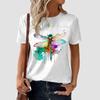 Fashionable Women's Dragonfly Printed T-shirt Fun Casual O-neck Short Sleeve T-shirt Summer Women's T-shirt