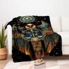 "Golden Owl of Wisdom: Mystical Art Print"Blanket Flannel Throw Blanket for Sofa, Bed, Travel, Camping, Office, Couch, Chair, And Bed Gift f