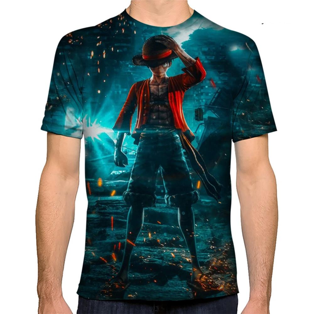 Летняя мода креативность Луффи 3D печать горячая личность модная крутая рубашка с короткими рукавами