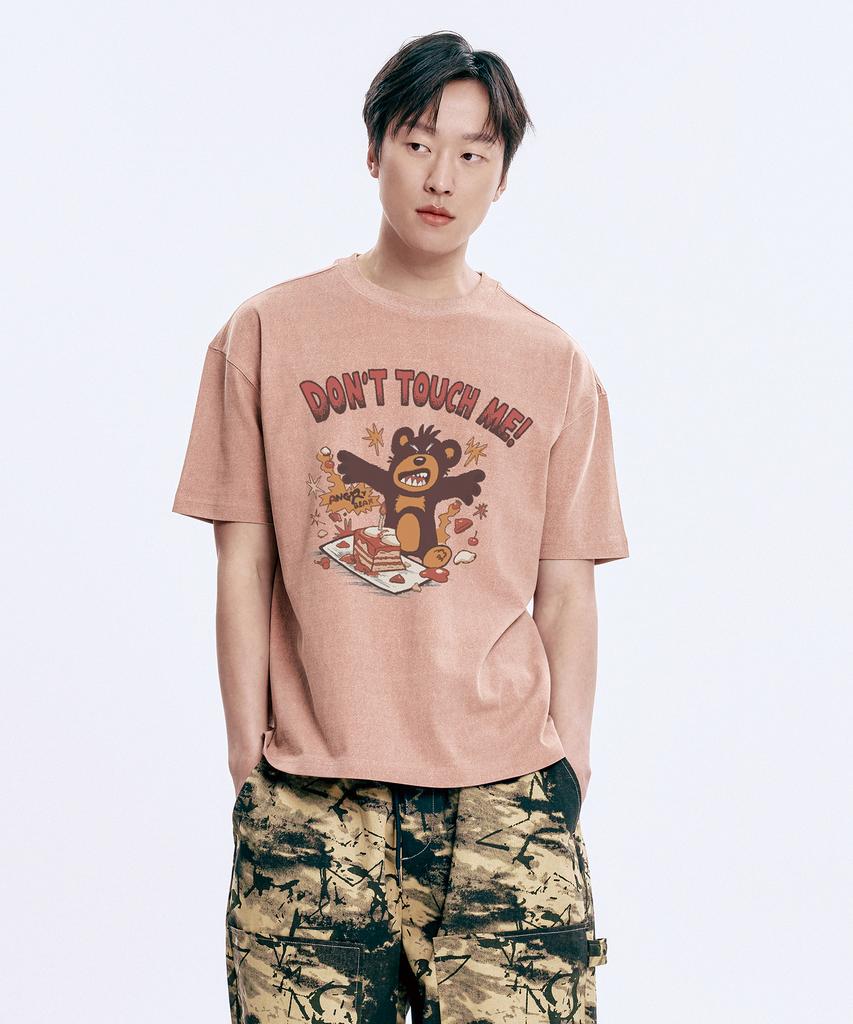 WILDROCK Hollysheesh Angry Bear Pigment Oversized Short Sleeve T-Shirt_6 Col (A Type)
